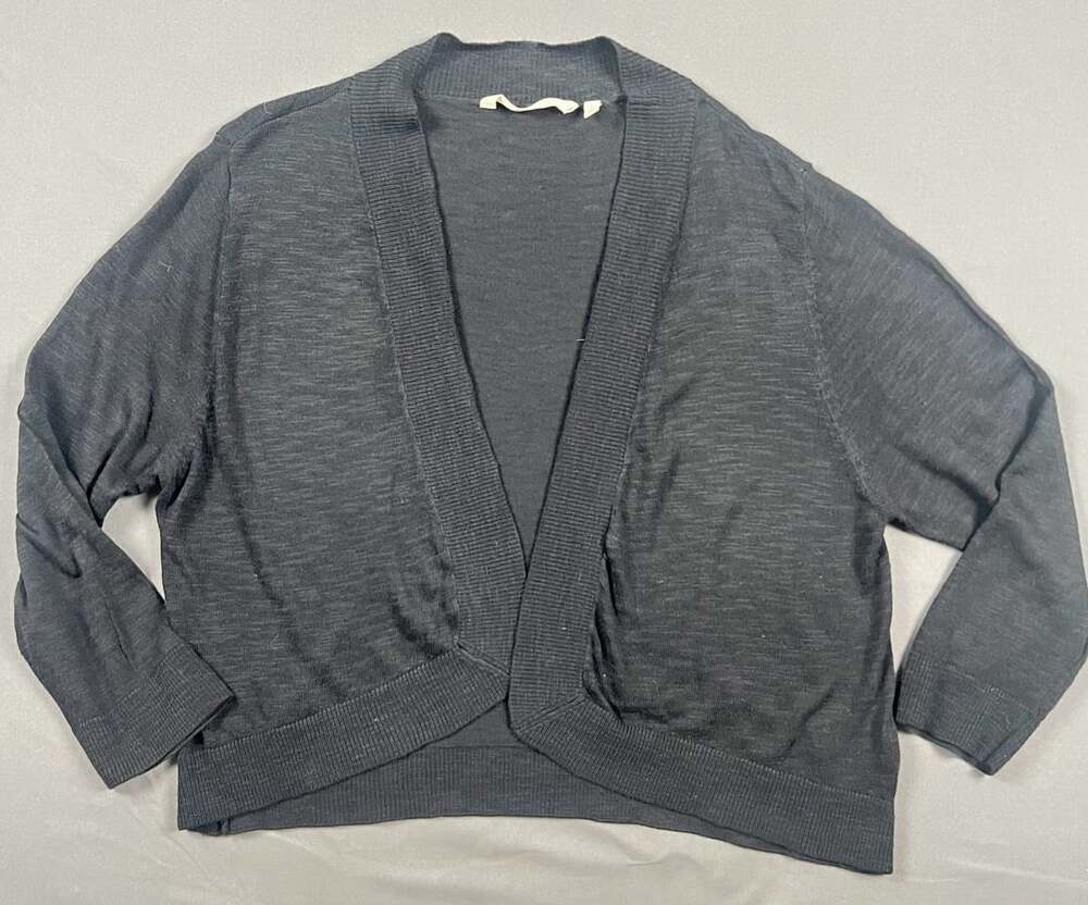 Soft Surroundings Black Open Front Cropped Cardigan Sweater Size L